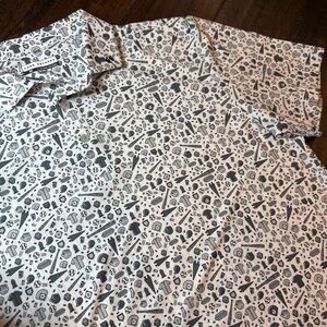 Fore Fathers Batter Up Baseball Polo AOP size Medium Golf Athleisure Activewear